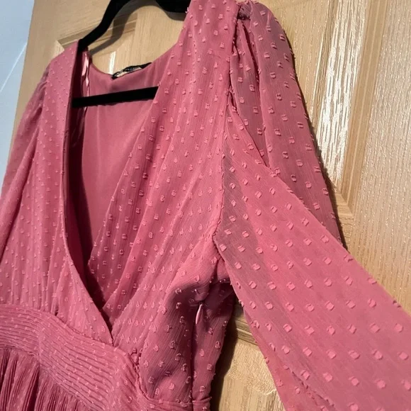 Zara Pink Surplice Ruffle Polka Dot Mini Dress - Picture 7 of 15
